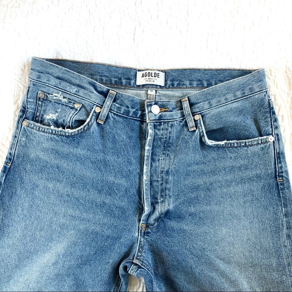 Agolde Light Blue Straight Leg Jeans - Picture 4 of 8